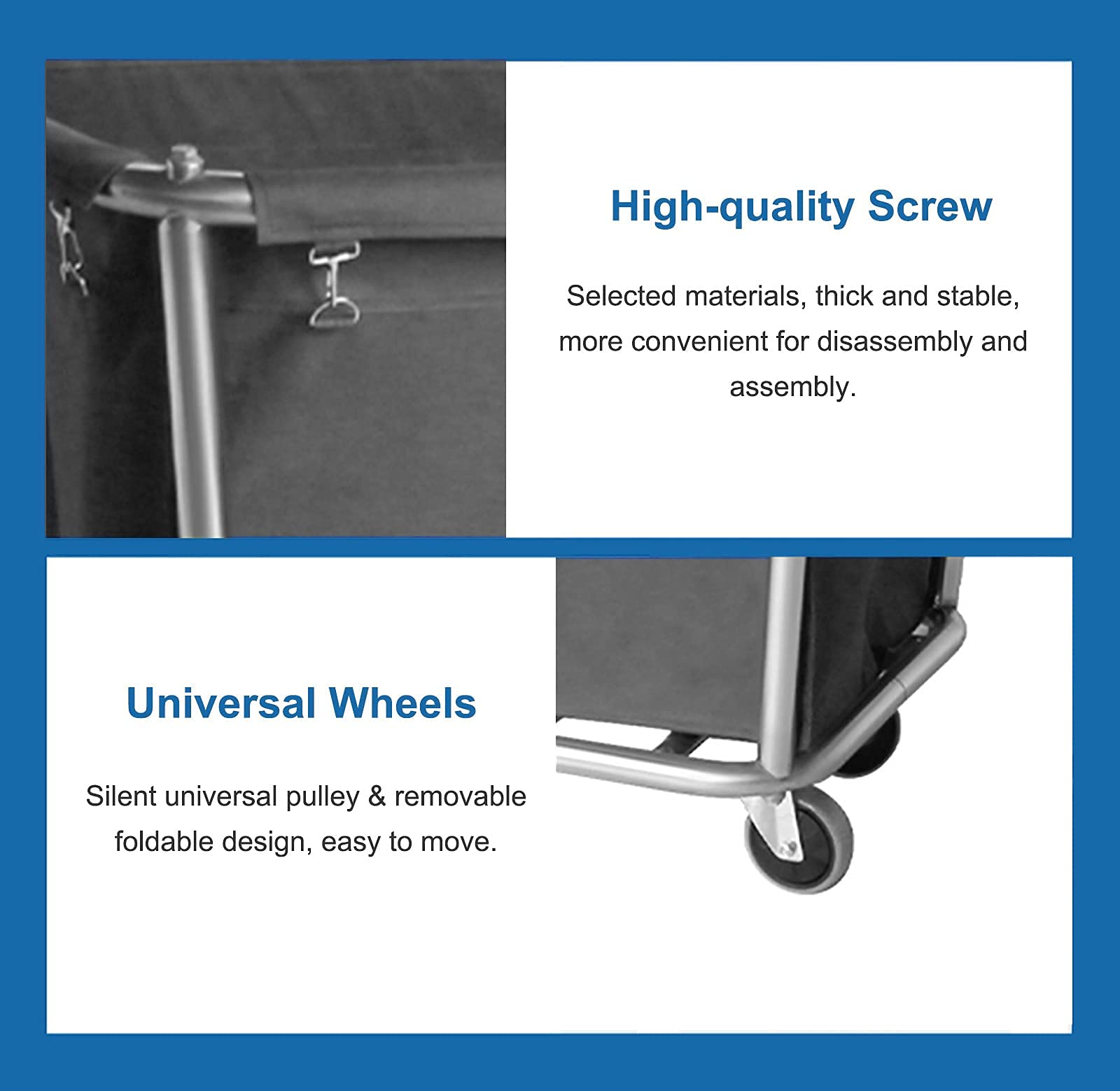 DFEDHF Heavy Duty Industrial Laundry Sorter Cart, Large Commercial Laundry Trolley with Wheels, for Dirty Clothes Storage, Easy to Assemble