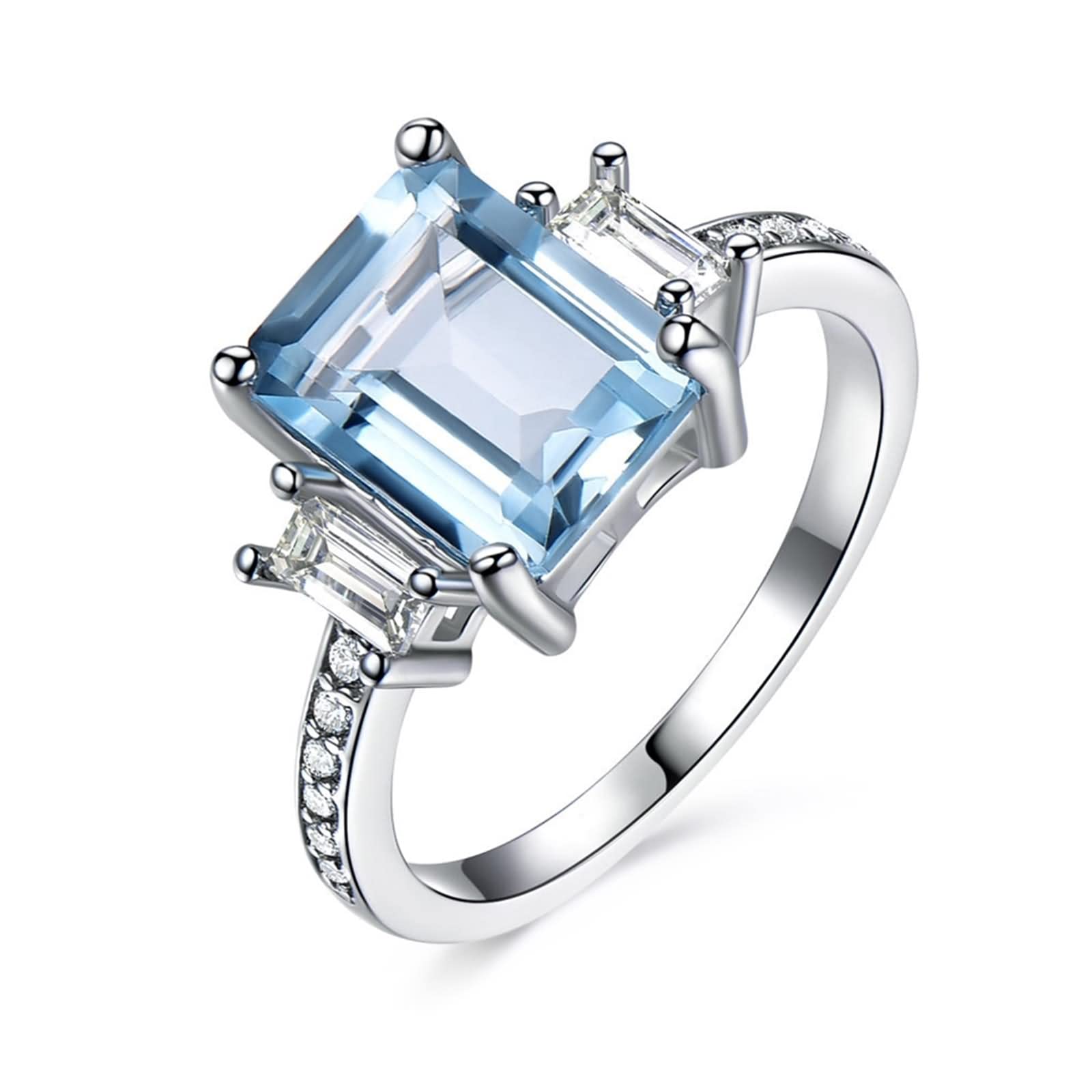 Ästhetische Ringe für Damen, Damen-Ehering, Elegante rechteckige Form, Zirkonia, Sterlingsilber