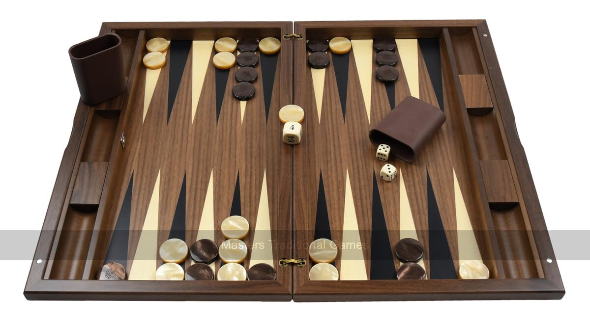 Dal Negro Detroit Walnut 19-inch Backgammon Set