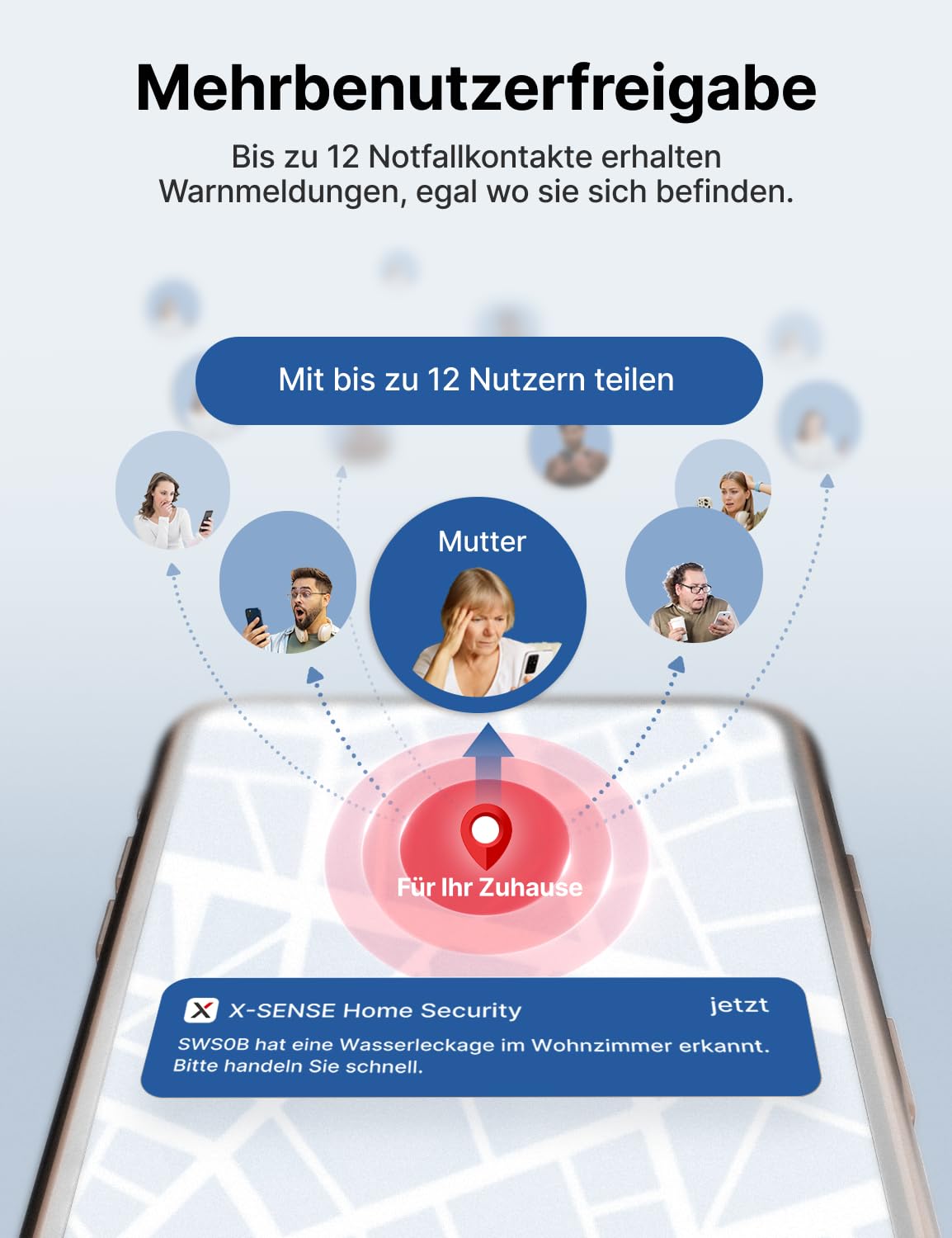 X-Sense 3er Set WLAN-Wassermelder mit Frostwarnung, Tieftemperatur-Melder, Smarter Sensor mit App-Benachrichtigungen, für Küche, Bad und Keller, kompatibel mit der X-SENSE Home Security App, SWS0B