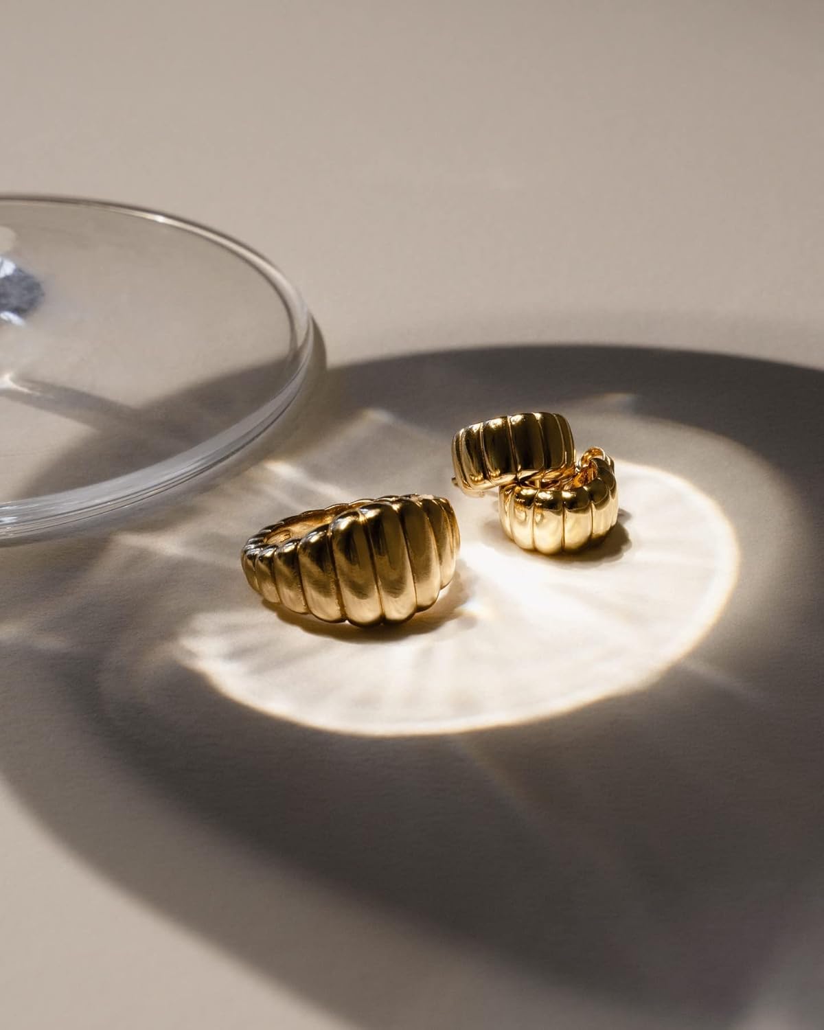 AllenCOCO Chunky Gold Plated Rings for Women - Trendy Cubic Zirconia 14k Gold Filled Stackable Rings - Image 2