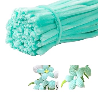 100 Pieces Pipe Cleaners Chenille Stem, Pastel Candy Color Pipe Cleaners Set for Pipe Cleaners DIY Arts Crafts Decorations, Chenille Stems Pipe Cleaners Light Green