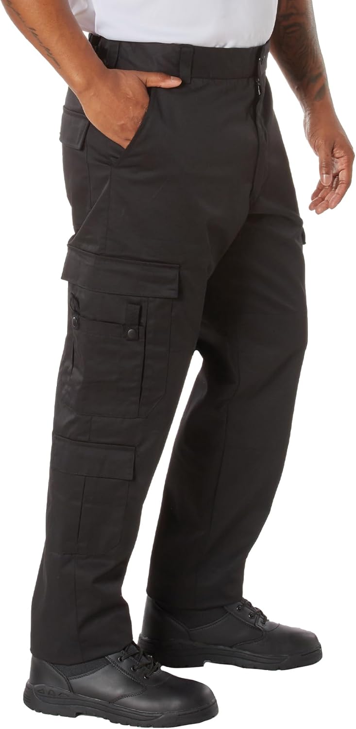 Rothco EMT Pants – Comfortable First Responder Uniform Performance Utility Cargos, Black, L