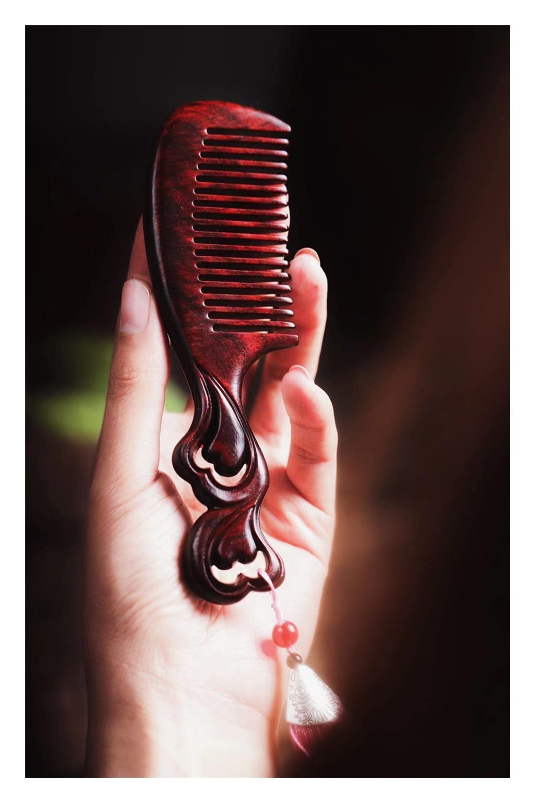 Rotes Sandelholz schnitzen massiv Holz Kamm Friseur gerade Haare Kamm Hochzeitsfestivalgift Kamm (Color : M)