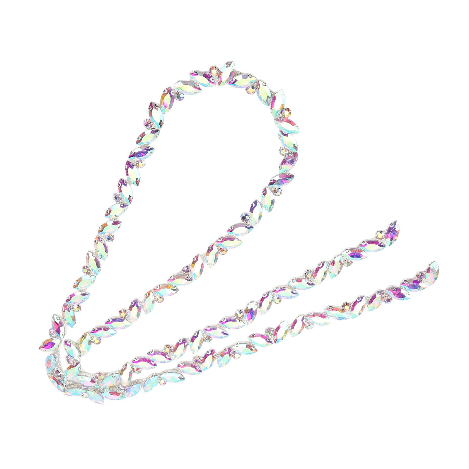 Acouto Crystal Chain Trim, Transparent Glass Claw Chain High Hardness Rhinestone Strips for Clothing, Shoes, Jewelry Accessories — view 2