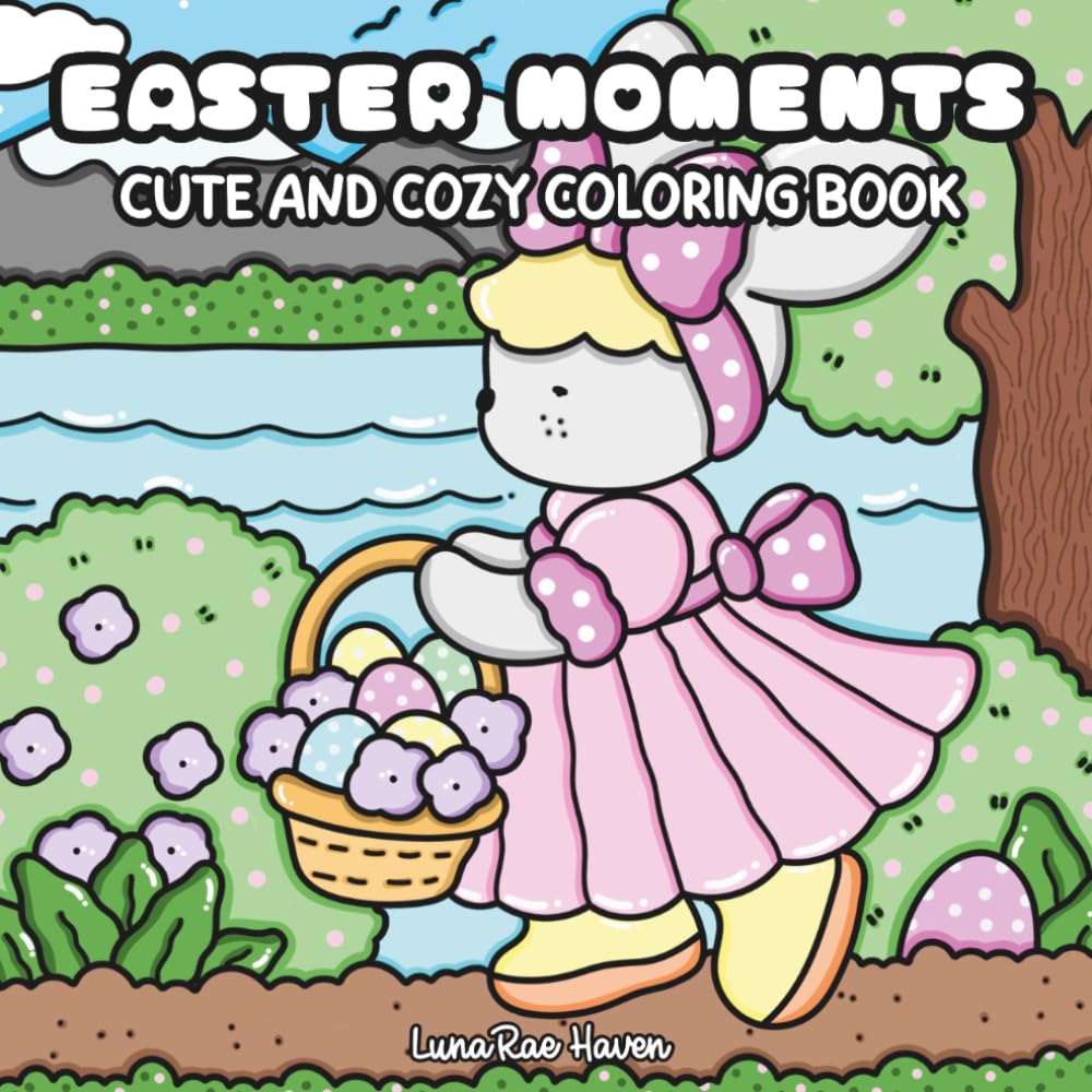 Easter Moments: Coloring Book for Adults, Teens and Kids Featuring Cute Bunnies In Spring Moments for Relaxation and Stress Relief