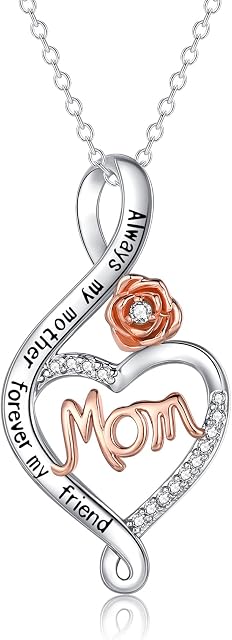 Gifts for Mum / Nana / Daughter - S925 Sterling Silver Necklaces for Mum Christmas Gifts, Mum Daughter Birthday Gifts Rose Flower Butterfly Necklaces | Mothers Day Presents for Mum Gifts with Gift Box