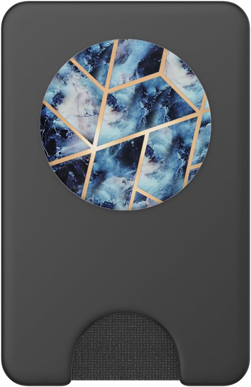 Marbled Blue Golden Geometric Chic Design PopSockets PopGrip: Swappable Grip for Phones & Tablets PopSockets PopWallet for MagSafe