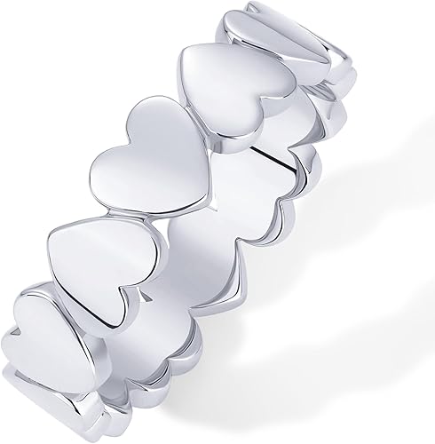 PAVOI Anillo apilable de corazón chapado en oro de 14 quilates para mujer Anillos llamativos de amor de San Valentín