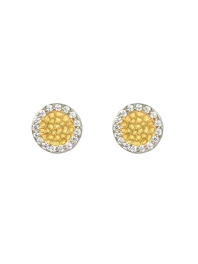 925 Sterling Silver Cubic Zirconia Stone Gold Plated Stud Earring