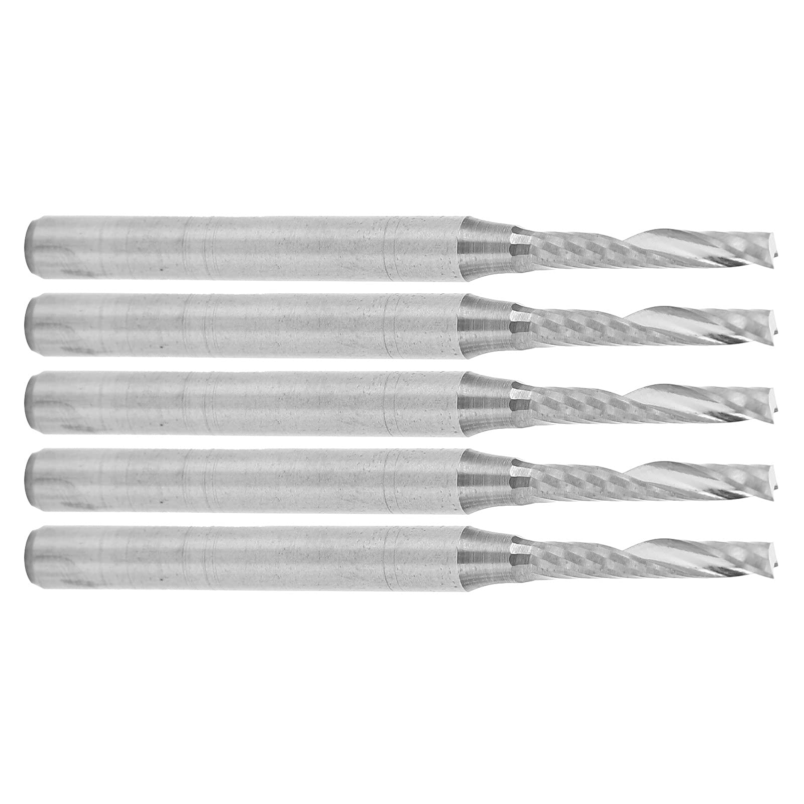 Marhynchus Frezy Spiralne Frez Jednoostrzowy ze Stali Wolframowej 3,175 X 2 X 12 38 Mm Frezy CNC Polerowane na Lustro 5 szt. do Rzeźbienia w Drewnie, Frezowania i Grawerowania