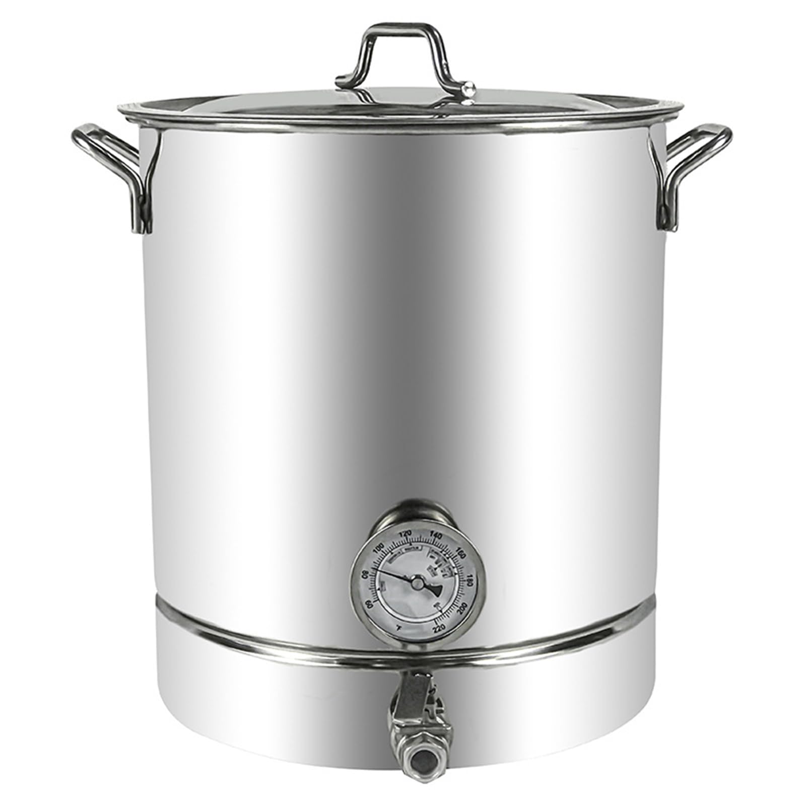 304 Edelstahl Heimgebrauchskessel, 30-60L Kochtopf Mit Ventil, Doppelte Filtrierung, Thermometer Und Filter Brühgruppe (Silber),30L