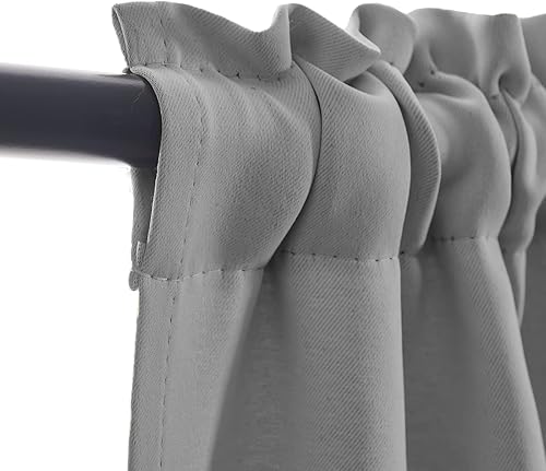 Miniatura 3 de Vangao Cortinas bohemias de lino para cocina, diseño geométrico a rayas, doble capa, bolsillo para barra, tratamiento de ventana, 18 pulgadas, 1