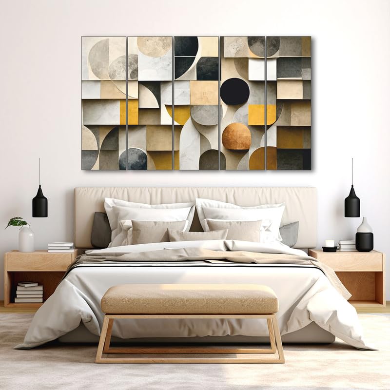 Image of The Castle Decor Abstract art painting with frame Big Size 36x60 Wall art for living room,Bedroom,Drawing room,Hotels-Wooden Framed-298