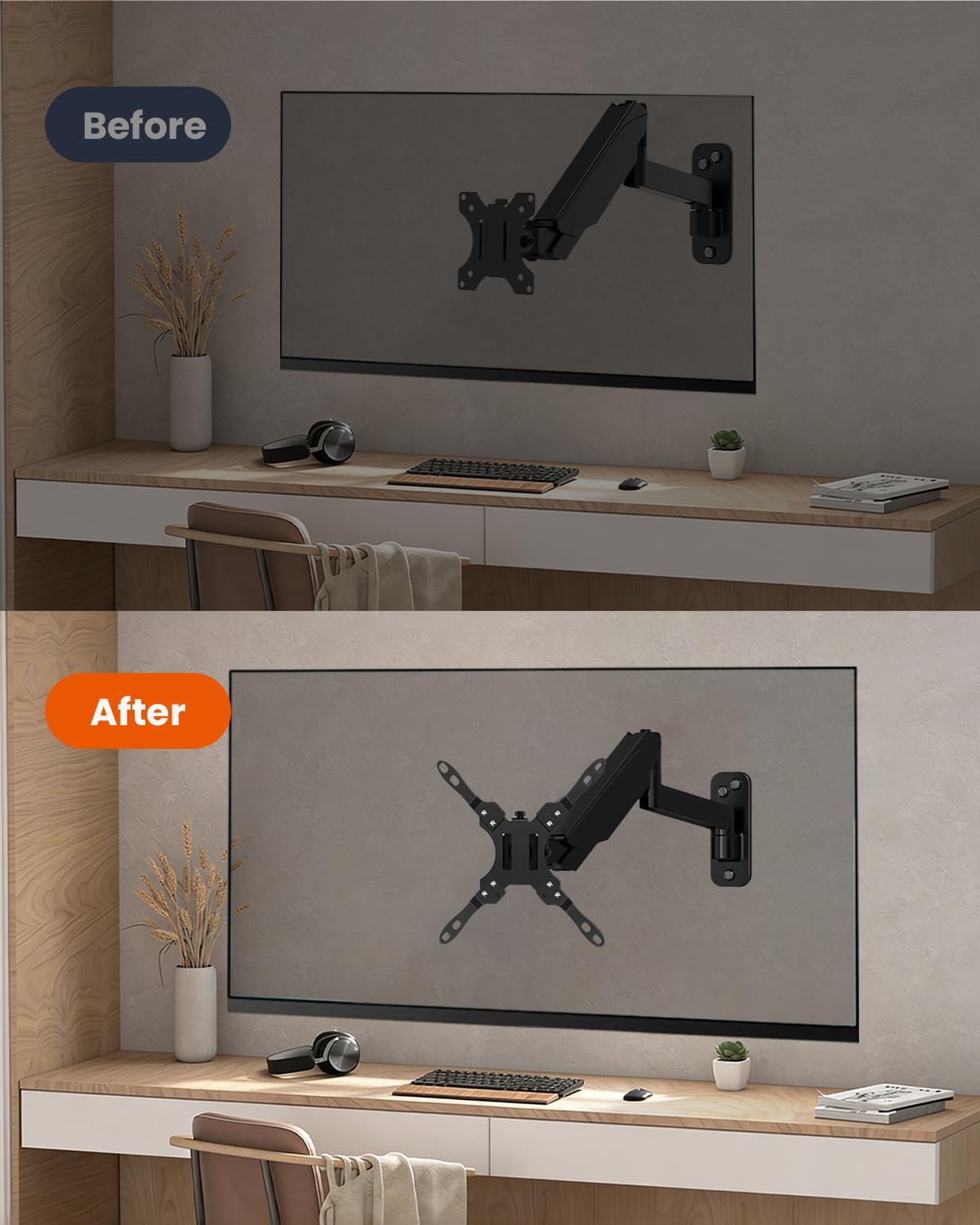 PUTORSEN Adapter VESA 200x200 - Pasuje do monitorów i telewizorów 23-42 cale, Konwertuje 75x75 / 100x100 na 200x200 / 100x200 / 200x100, Udźwig do 30 kg, Czarny