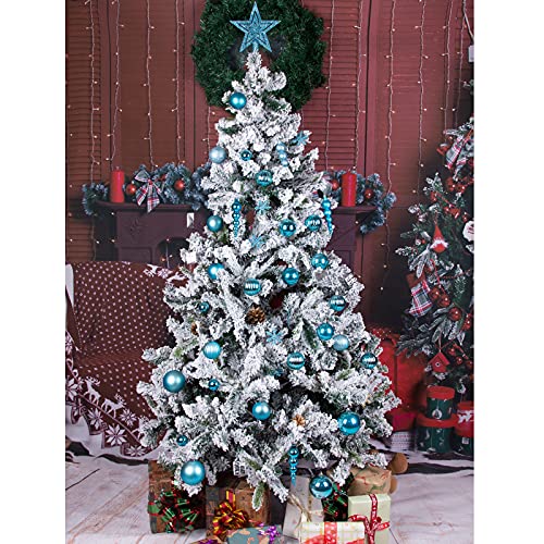 LAWOHO 58 ct Christmas Ball Ornaments Shatterproof Seasonal Decorations for Xmas Tree, Suitable for Christmas Holiday Wedding and Party (Blue & Silver)