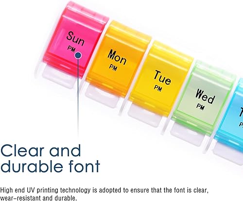 Miniatura 7 de Greencycle Organizador de píldoras de 7 días, diseño para vitaminas y aceites de pescado y suplementos