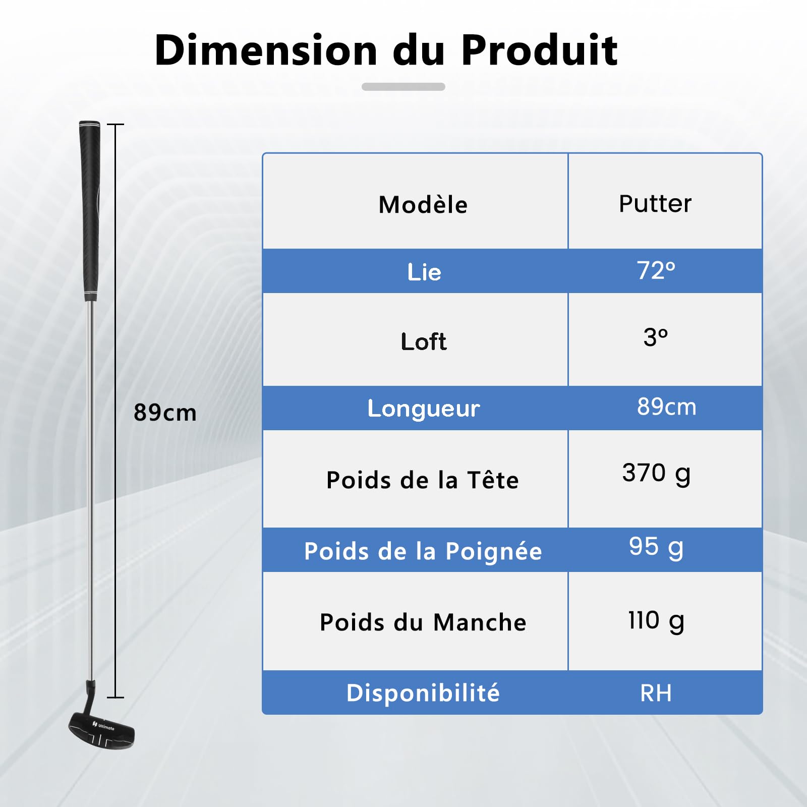 GYMX Putter de Golf 89 CM, Club de Golf avec Aide à l'Alignement, Poignée en Caoutchouc, Housse de Tête, Surface de Frappe Rainurée, Tête en Alliage de Zinc, pour Droitiers