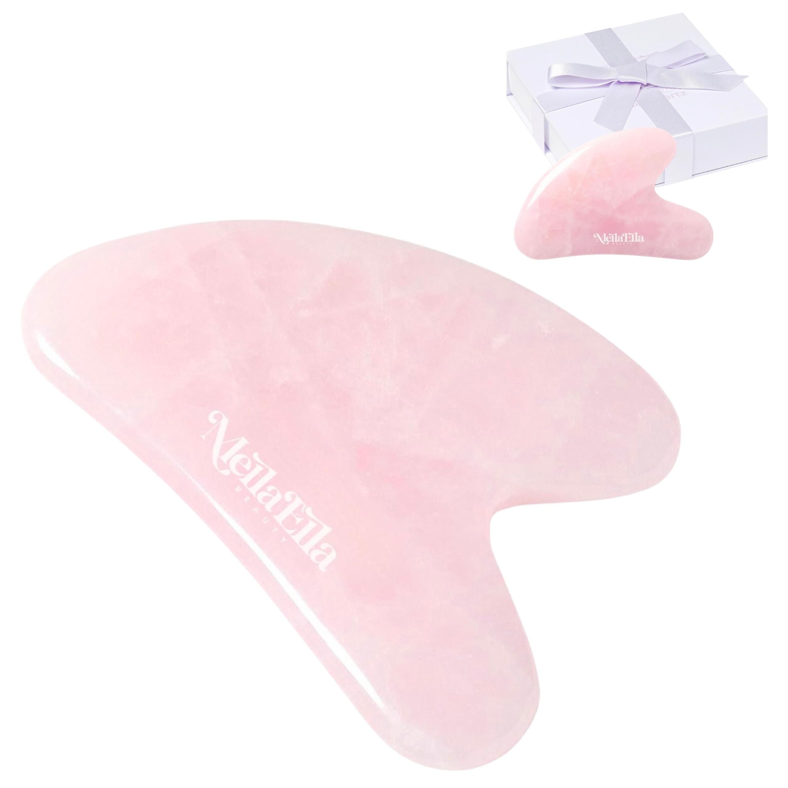 MELLA ELLA BEAUTY - Rose Quartz Gua Sha - Üstün Kalite Yüz Şekillendirme Aracı - Lenfatik Drenaj - Yaşlanma Karşıtı - Zayıflama ve Sıkılaştırıcı - Cilt Bakımı Aracı - Hediye Edilebilir