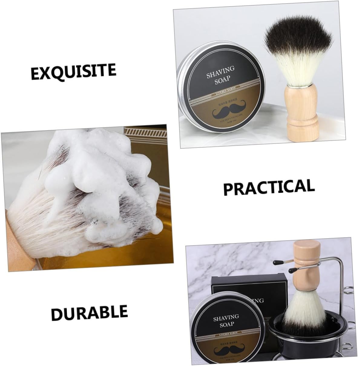 Beaupretty 3sets Men Shaving Kit Safety Razor Shaving Brush Bowl Stand Wet Shave Essential for Dad