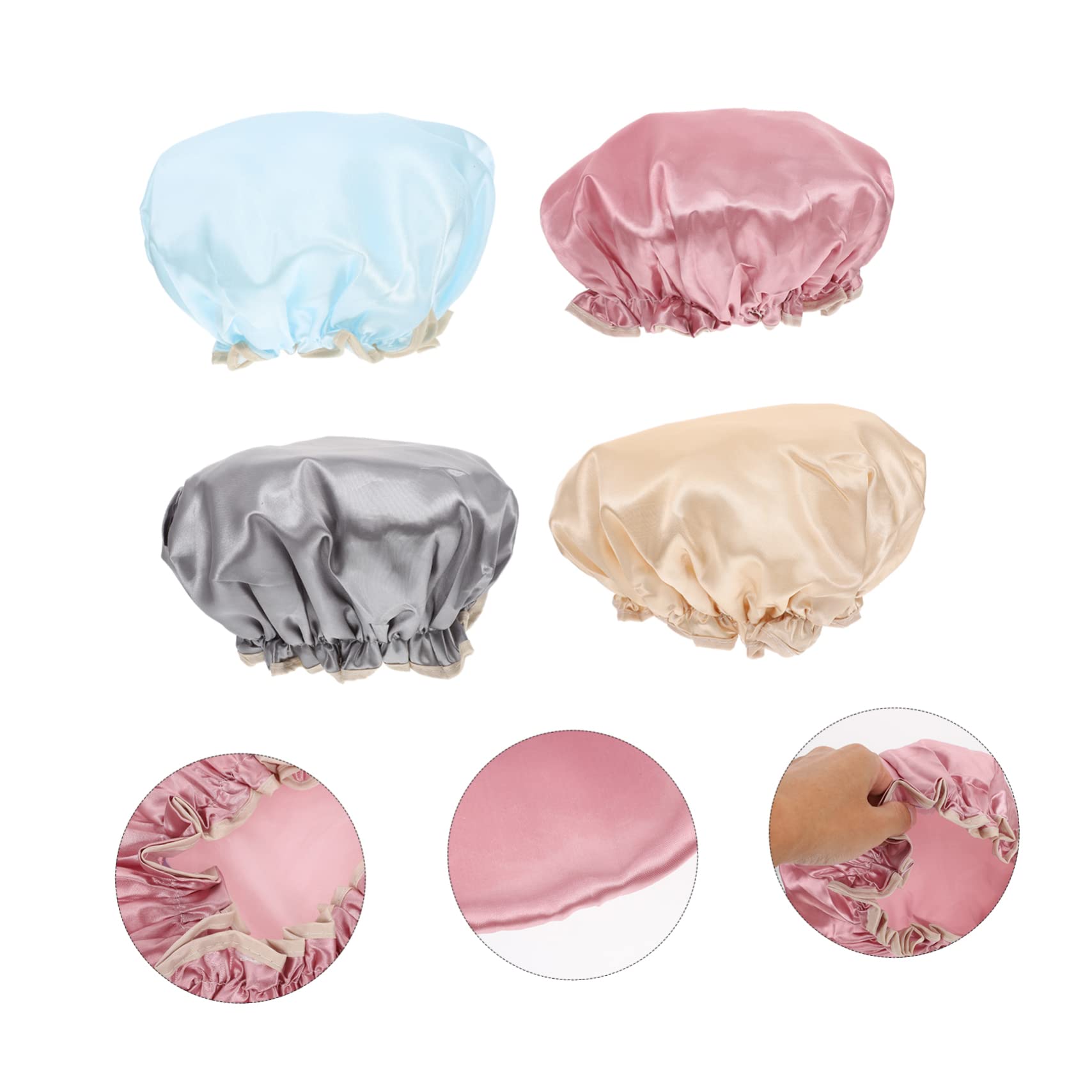 FRCOLOR 12stücke Teiliges Wasserdichte Duschhauben Für Damen Elastische Doppelschichtige Badekappen Für Und Make-up Während Duschens