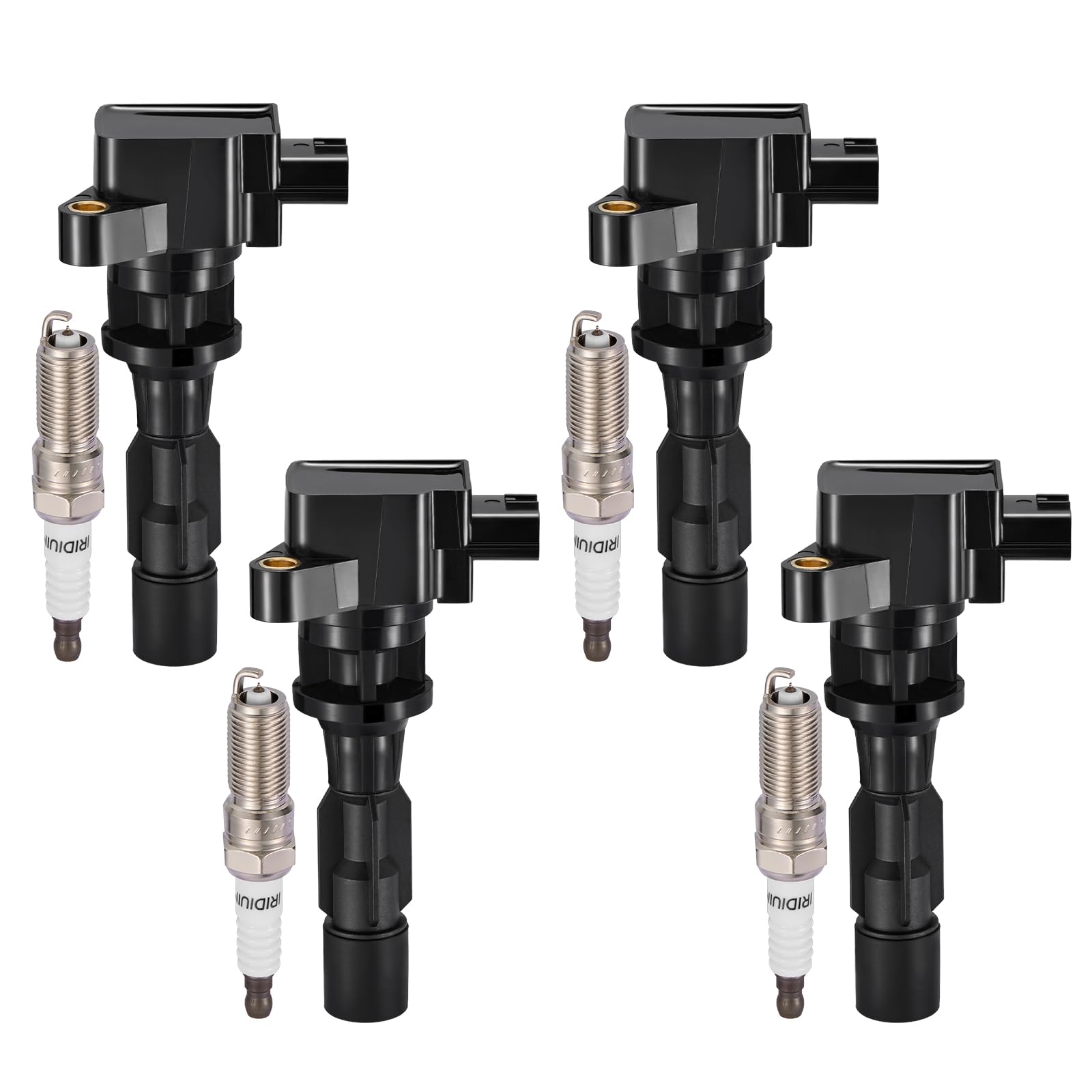 4-Pack UF604 Ignition Coils &amp; 5019 Spark Plugs Kit Compatible with Mazda 5 2008-2010 2012-2015, 2.3L 2.5L L4 - Replaces 1788386 5C1742 9212174 C753 E1104 GN10623 LF2L18100 LF2L18100A &amp; more
