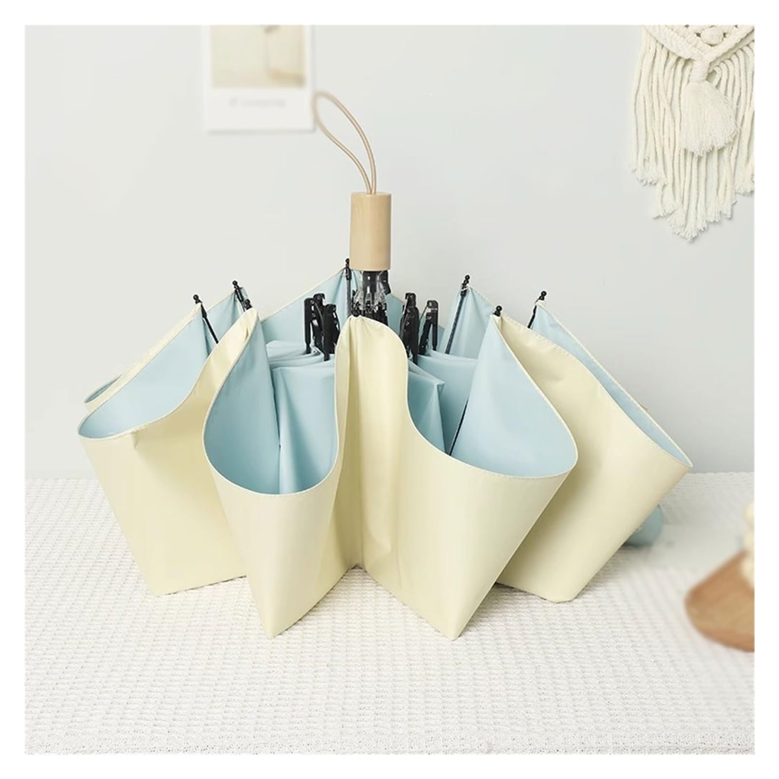 eexbz Umbrellas for Rain Sun Umbrella, Strong Windproof Umbrella, Solid Color Parasol, Ladies Folding Automatic Umbrella, Sunny or Rainy Day Strong Umbrella for Wind and Rain(B)