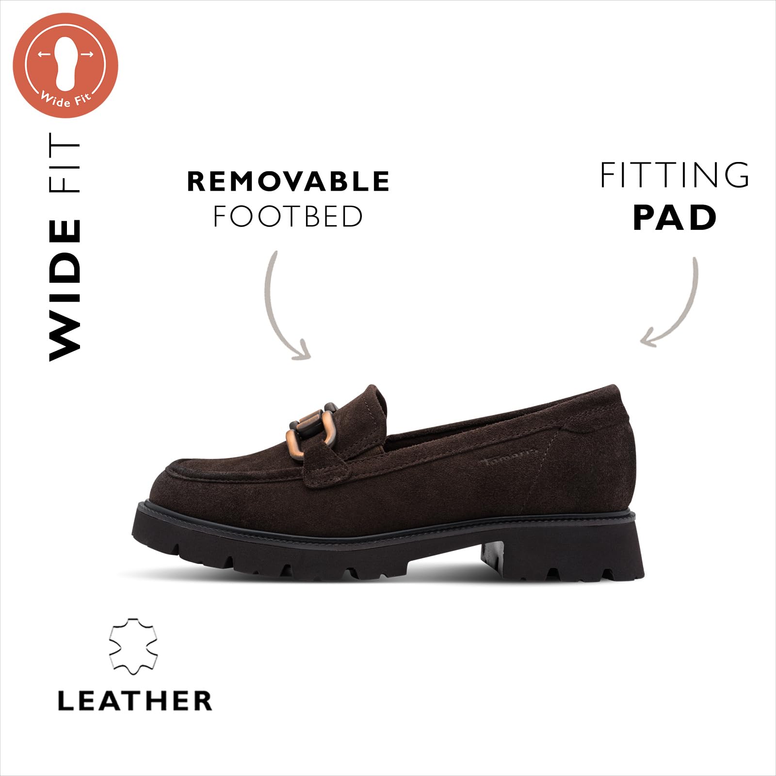 Tamaris Tamaris Damen Wide Fit Slipper Leder 8-84701-47 MocassinoDonna