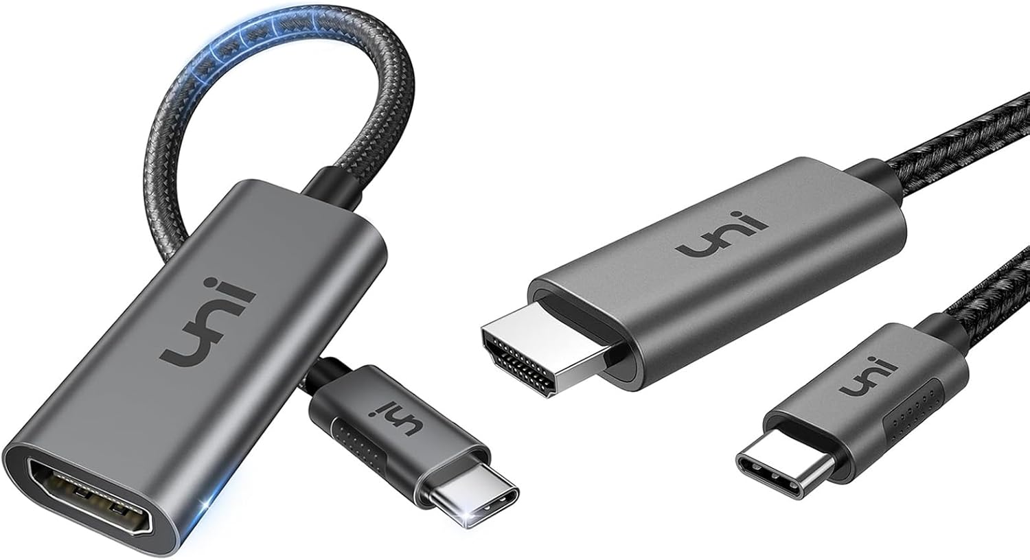 uni USB C to HDMI Cable Bundle with HDMI Adapter 4K@60Hz