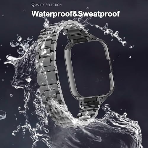 Vista 3 de Compatible con Xiaomi Redmi Watch 3 Active Bands, correa de repuesto de metal de acero inoxidable para reloj inteligente Redmi Watch 3 Active