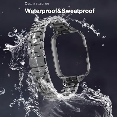 Compatible for Xiaomi Redmi Watch 3 Active Bands,Stainless Steel Metal Replacement Strap Bracelet Wristband Accessories for Redmi Watch 3 Active Smartwatch