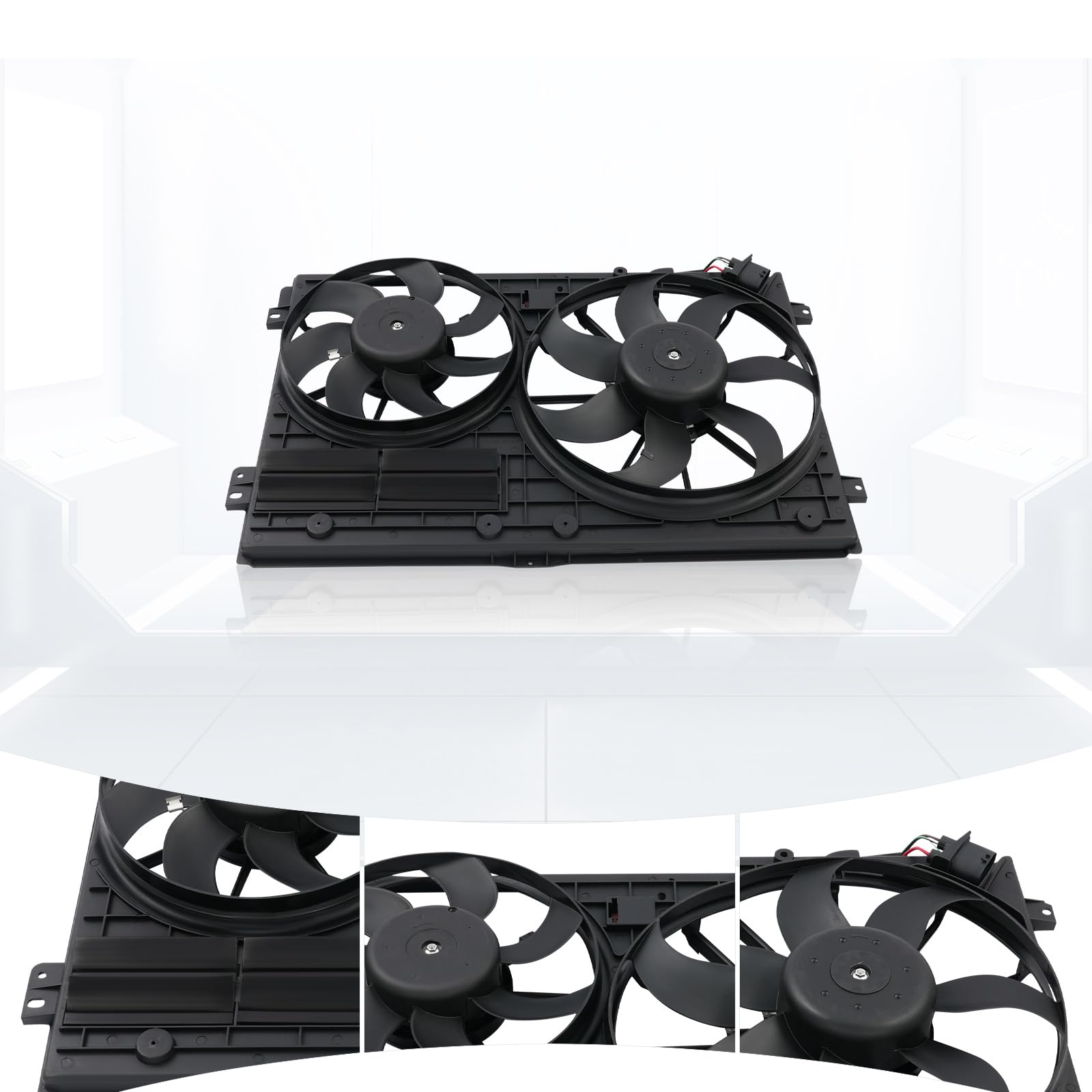 Ventola di raffreddamento 12 V 230 W a doppio ventilatore, motore in rame puro, ventola di ricambio diretta completa per Audi A3 VW Golf Jetta Passat Touran Skoda
