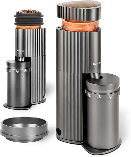 Burrbuzz Electric Burr Coffee Grinder, Professional Espresso Grinder, Quiet, Compact, 65g Single Dose, 90 Settings, Easy to Use & Clean, Stainless-steel Burrs, Great Flavor in Pour Over, French Press