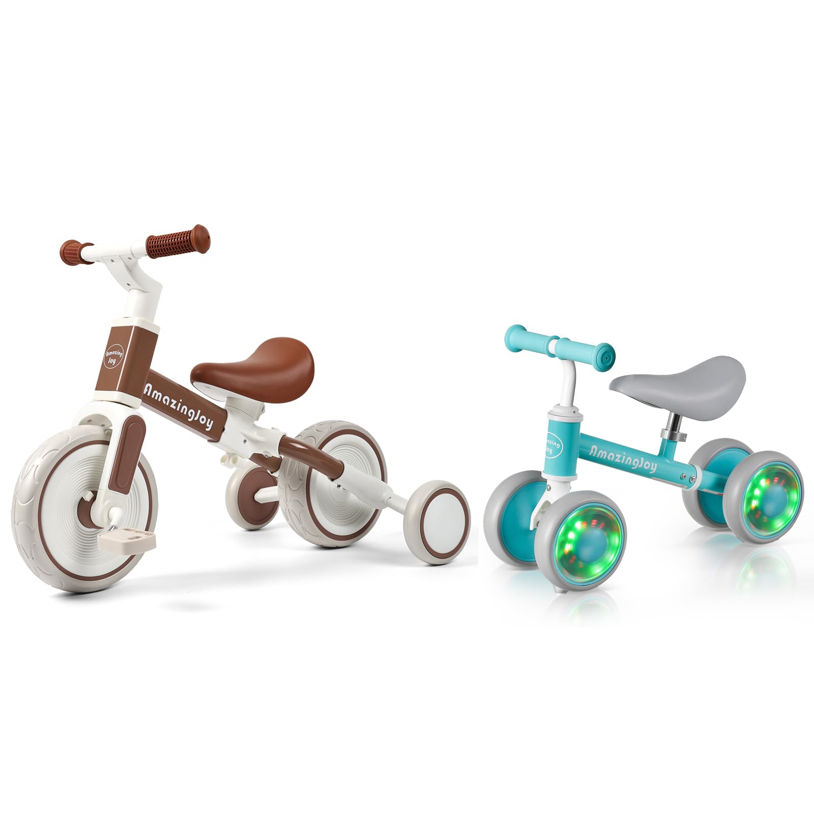 4 in 1 Toddler Tricycle for 1-4 Years Old Boys Girls Gift Kids Balance Bike Trike Baby Lighting Baby Balance Bike 12-18 Months