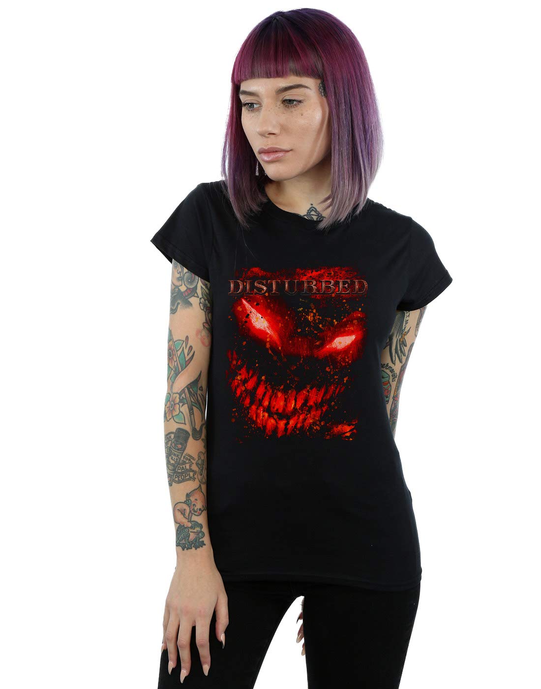 Absolute Cult Women's Black Disturbed Splat Face T-Shirt XX-Large