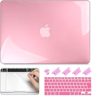 CISOO MacBook ケース ピンク 透明 MacBook Air 13 インチ ケース A1466 A1369対応 2010-2017 おしゃれ ハードカバー 薄型 耐衝撃 軽量 日本語 JIS配列 キーボードカバー トラックパッド 保護フィルム プロテクター 防塵プラグ付き
