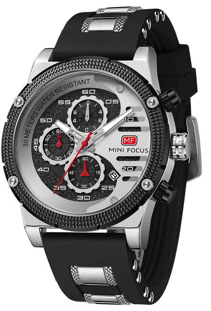 MASTOP Orologio da polso da uomo, sportivo, militare, analogico, al quarzo, cronografo, casual, di lusso, classico, impermeabile, multifunzione, con cinturino in pelle