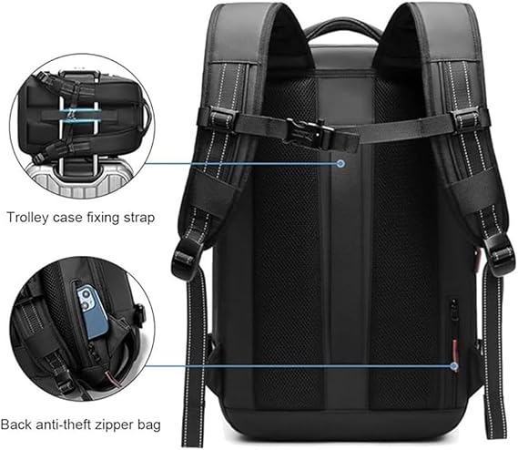 Backpack, 60l Expandable Backpack, Airbag Backpack With Vacuum Compression, Vacuum Travel Backpack Waterproof Anti Theft Lock