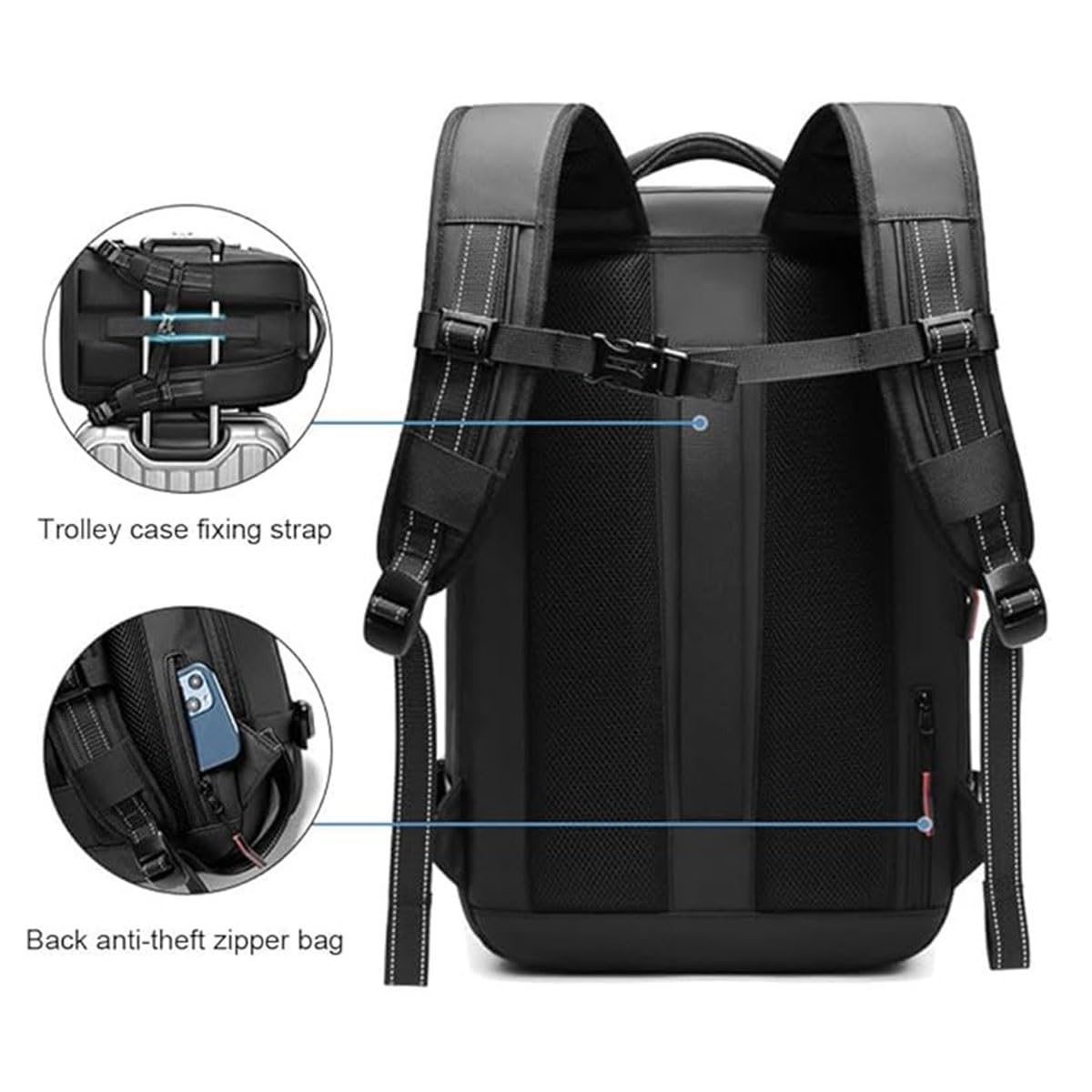 Mochila, Equipaje De Mano, Bolsa De Avión, Airbag De Vacío, Mochila De Viaje, Mochila De Mujer, Mochila De Viaje Al Vacío con Bomba, Impermeable, Maleta De Vacío For Hombre.(Noir,Air Pump)