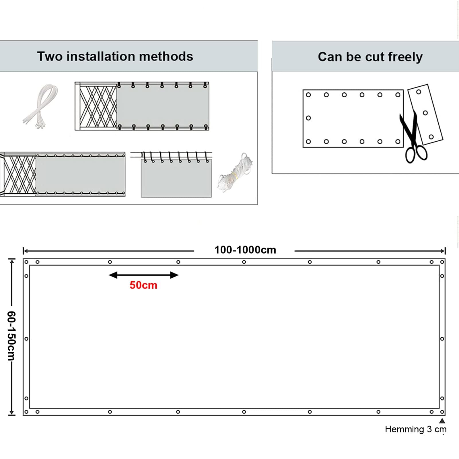 60 x 800 cm odporny na promieniowanie UV wodoodporny parawan ogrodowy balkon na taras zewnętrzny - czarno-biała ścianka działowa w paski