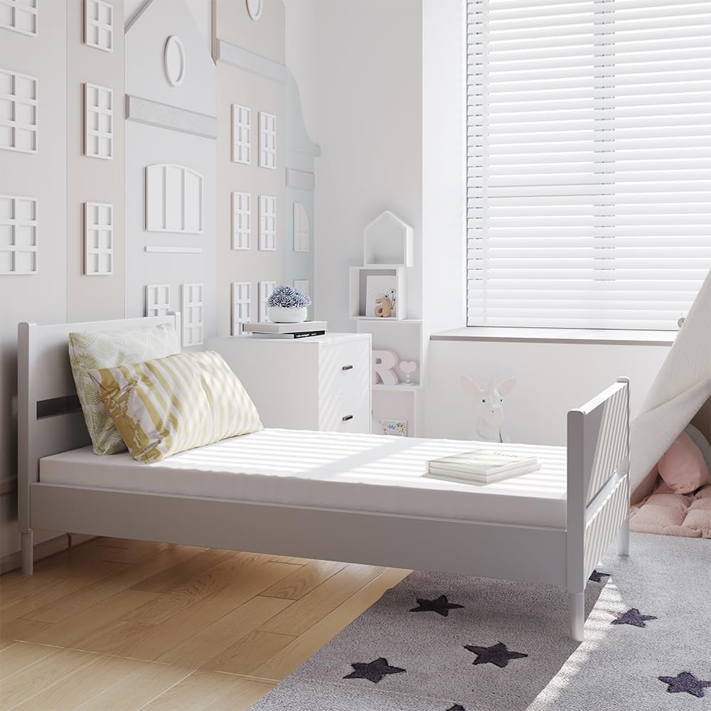 VitaliSpa Matelas pour Enfants, Blanc, 140x70cm, avec Housse Respirante et système de Housse Amovible
