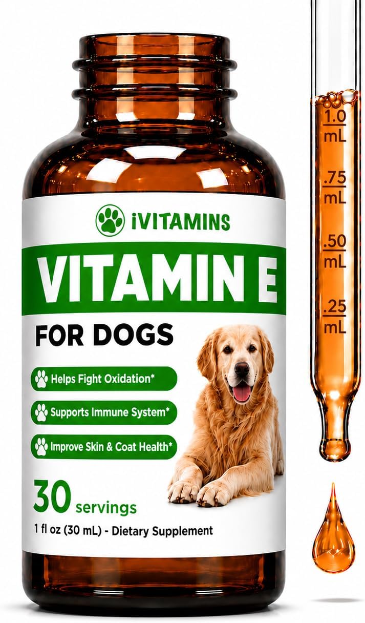 Vitamin E for Dogs – Vitamin E Oil for Dogs – Helps to Support Joint Health, Mobility, Skin & Coat Health, & Much More – Dog Joint Support – Dog Skin & Coat Supplement – 1 fl oz