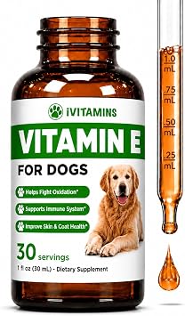 Vitamin E for Dogs - Vitamin E Oil for Dogs - Helps to Support Joint Health, Mobility, Skin & Coat Health, Much More - Dog Joint Support - Dog Skin & Coat Supplement - 1 fl oz