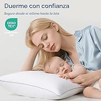 Vista 2 de Sasttie - Juego de 2 almohadas tamaño Queen, almohadas de cama para personas que duermen de lado, de espalda y sobre el estómago - Relleno