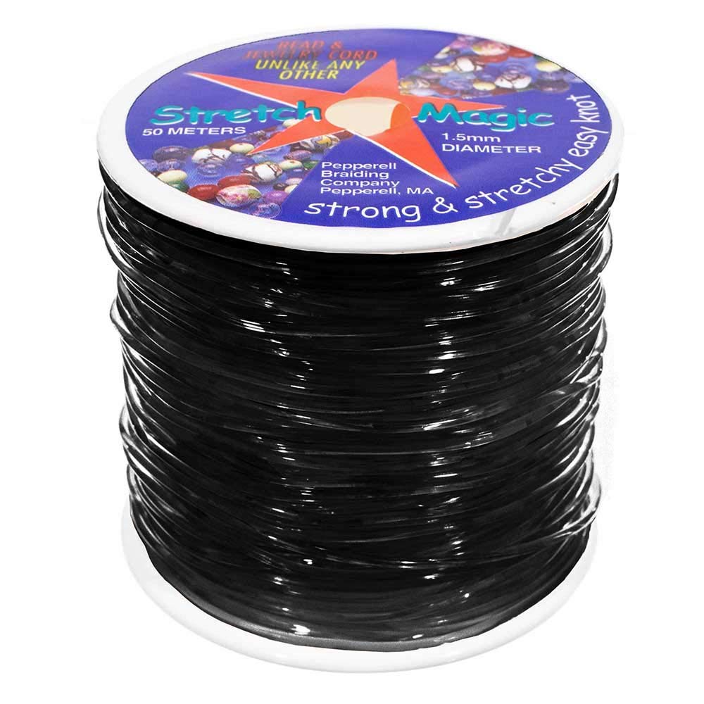 Craft County - Cordón Elástico Mágico para Pulseras – 3, 5, 25 o 100 metros – Negro, Perla, Transparente – Disponible en Diferentes Tamaños de Diámetro