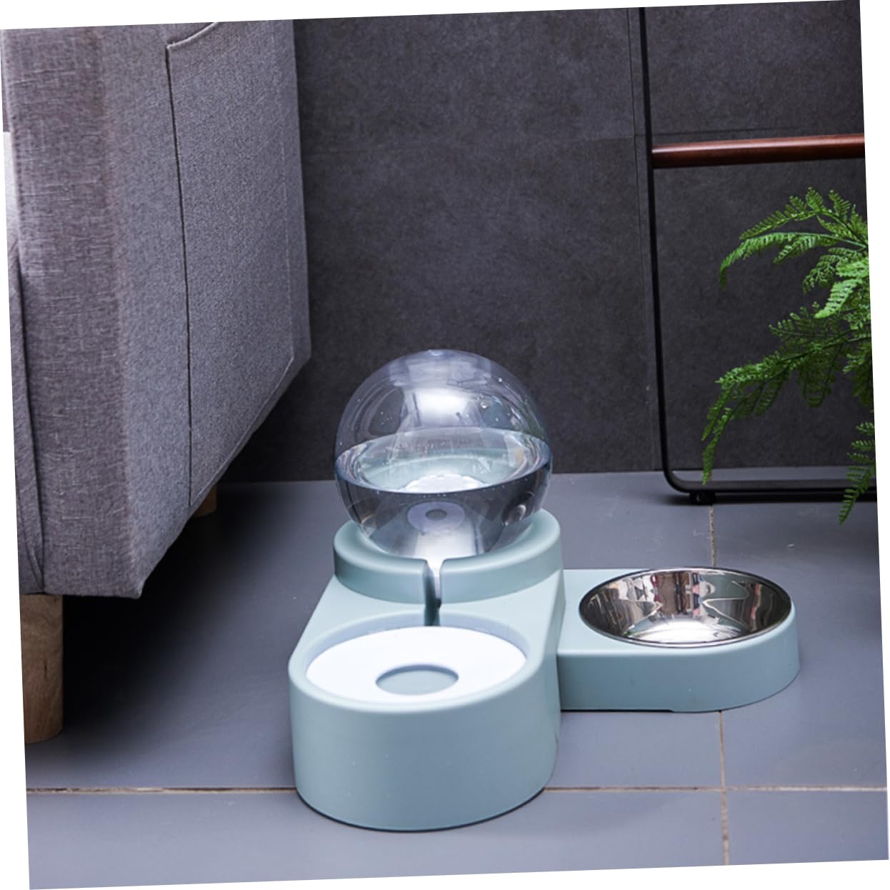 Sosoport Automatischer Doppelnapf Katzen Trinkwasserspender Haustier Wasserschale Ohne Edelstahlbecken Blau rutschfest Für Zuhause Und Tierbedarf