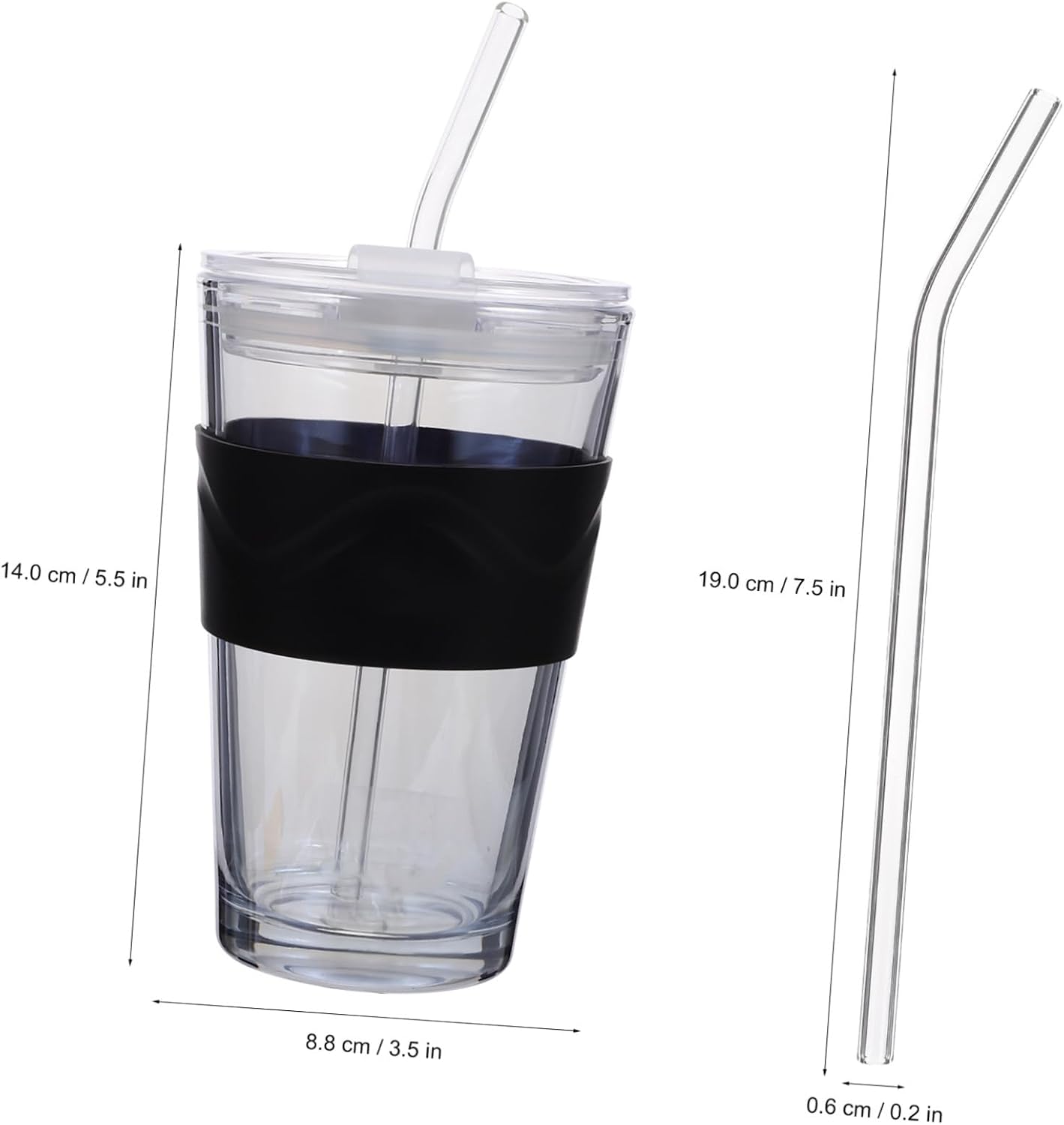 2pcs Glass Water Bottle with Straw and Lid Insulated Cold Brew Beverage Cup for Juice Tea and More Stylish Water Cup and Amber