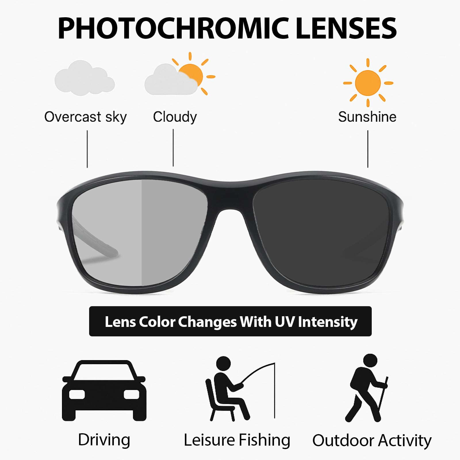 Myiaur Samotonujące okulary rowerowe damskie z polaryzacją, okulary sportowe z ochroną UV, fotochromatyczne okulary przeciwsłoneczne do jazdy na rowerze, biegania i aktywności na świeżym powietrzu