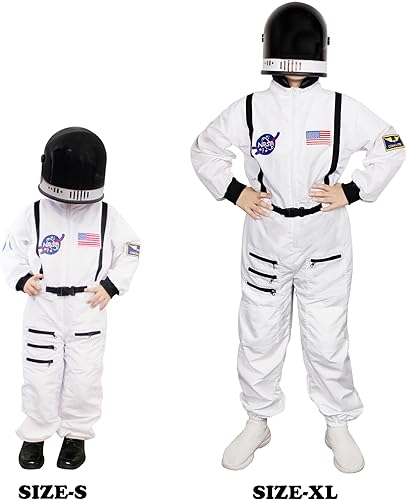 Vista 5 de Lulu Home Disfraz de astronauta de Halloween para niños con casco espacial, XS, S, M, L, XL