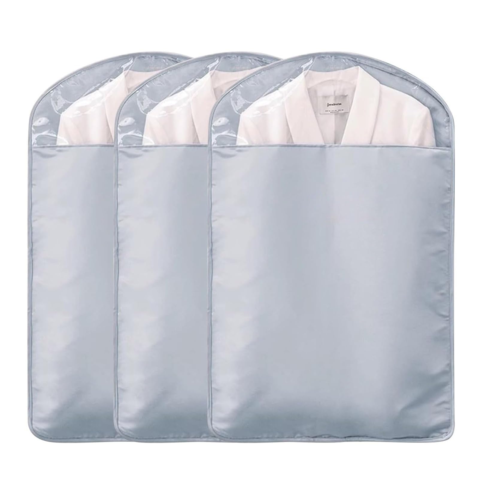 Portatrajes de Satén, Funda Ropa Armario, Funda Traje Bolsas para Ropa para Camisetas, Chaquetas, Trajes, Abrigos, Juego de 3(Blue,58 * 130cm/23 * 51in)